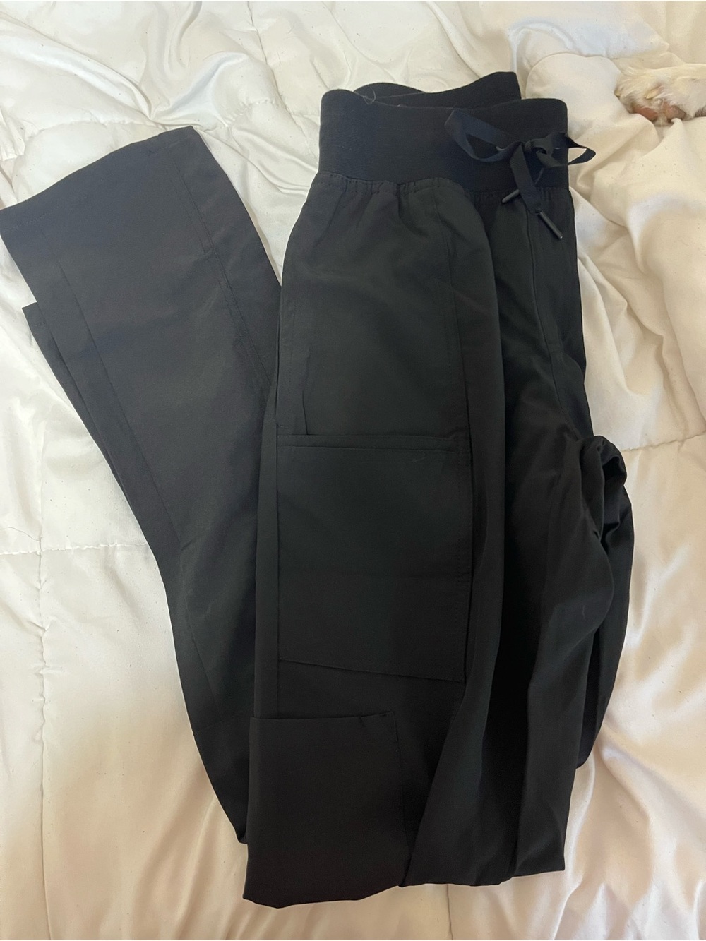 Black Cargo Jogger Pants with Drawstring Waist